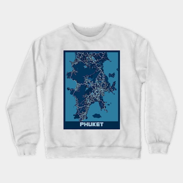 Phuket - Thailand Peace City Map Crewneck Sweatshirt by tienstencil